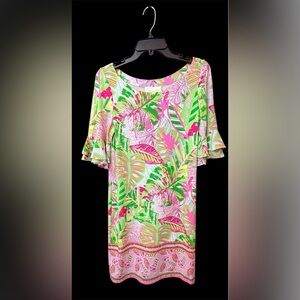 Pappagallo EUC Oasis combo flutter sleeve
Vibrant leaf pullover dress SRP $99